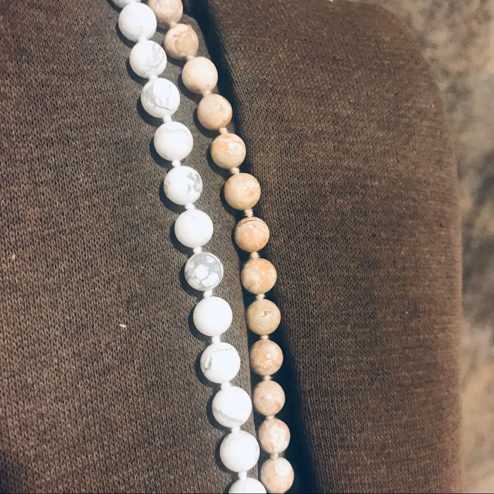 Vintage Beaded Necklaces Marble Stone 90s View 5
